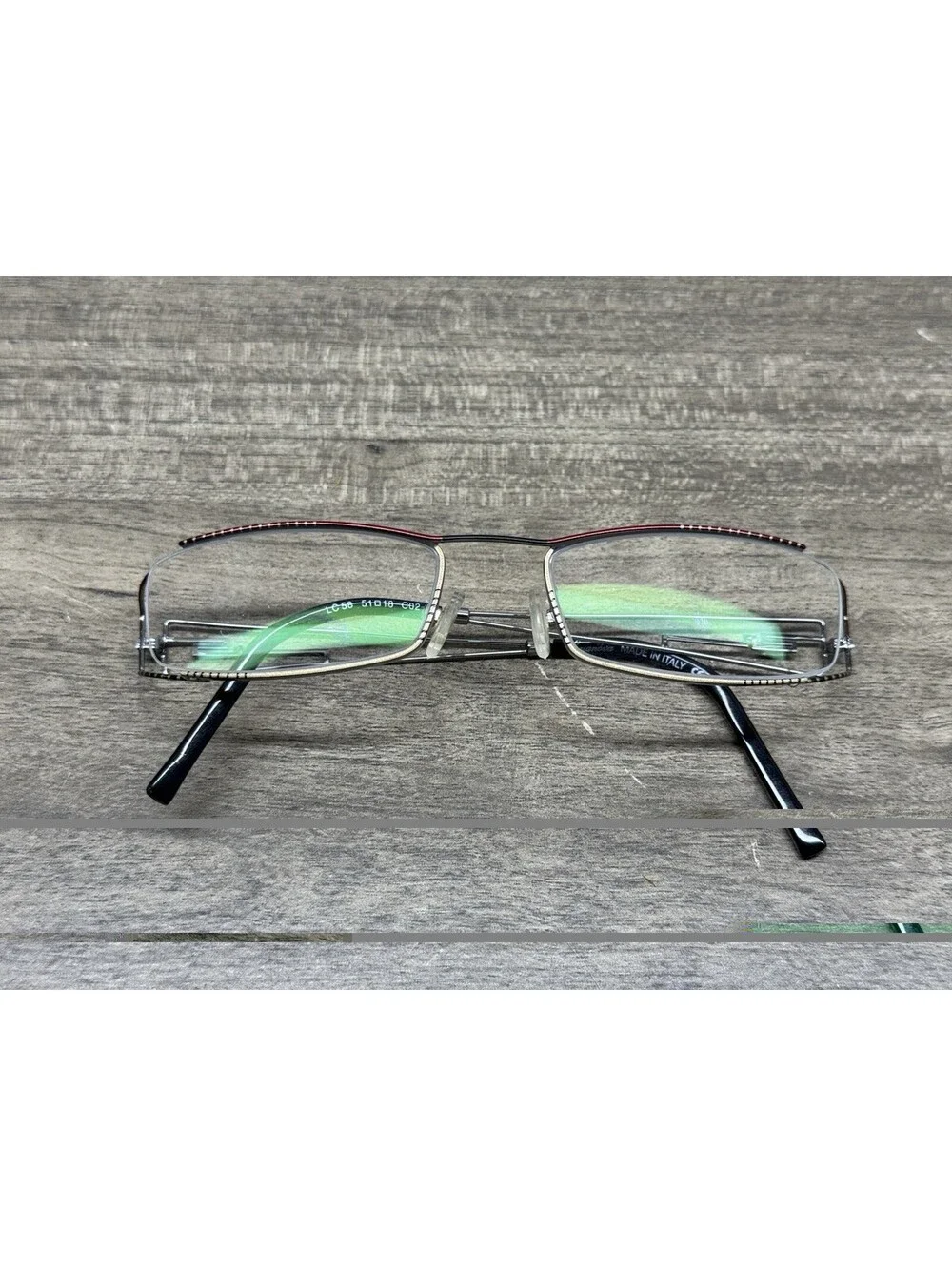 RARE Casanova Designer Eyeglasses Italy LC-58 C-02 Red Silver Frames Only 51[]18